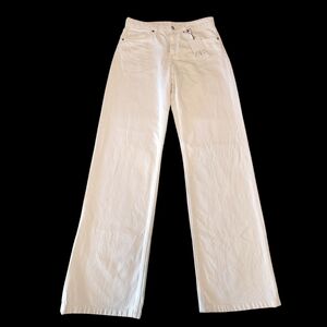 Zara Women's Jeans Size 8 White NWT Wide Leg Mid Rise 5 Pocket